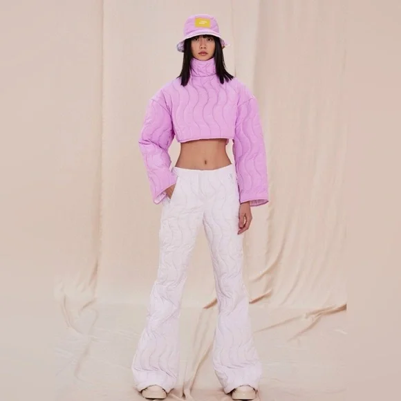 Oopscool - Quilted Flair Leg Pant In pink Size S NWT